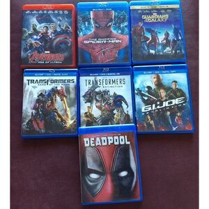 Marvel Superhero Lot of 7 Blu-Ray & DVD / Avengers Guardians GI‎ Joe Deadpool